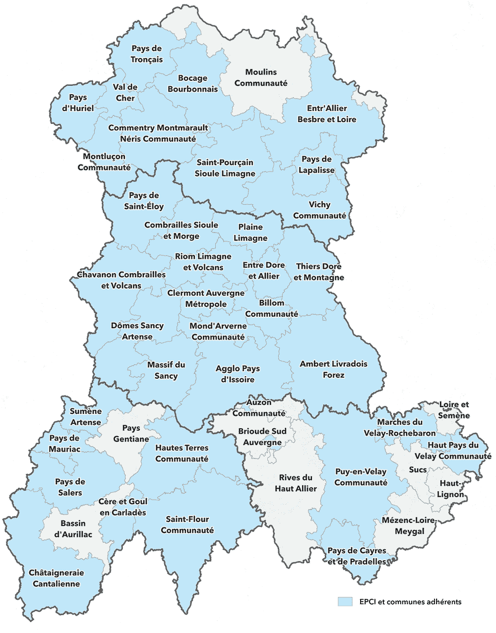 Carte des adhérents de l'EPF Auvergne