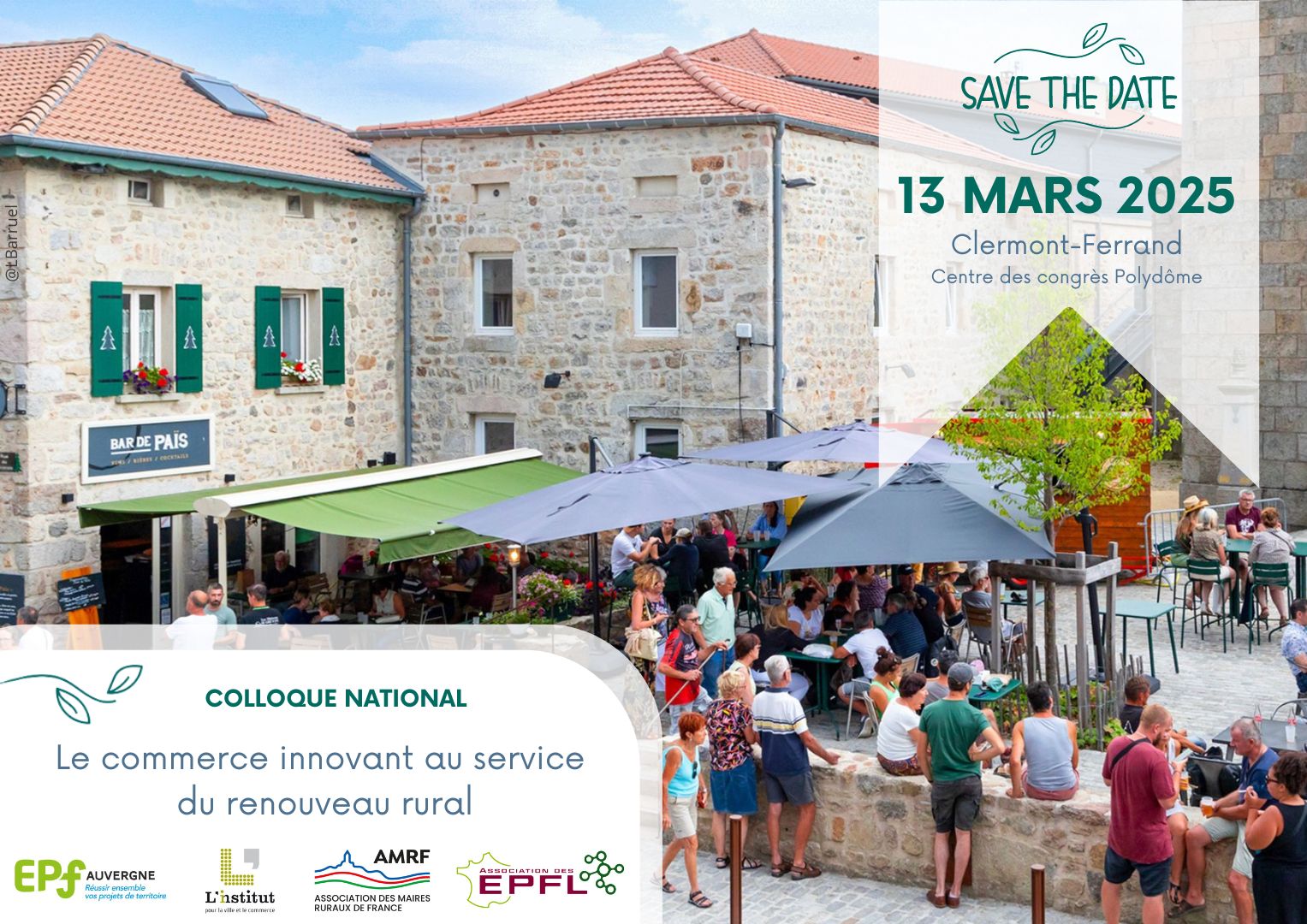 Visuel du Save the date du Colloque sur le commerce innovant en milieu rural du 13 mars 2025